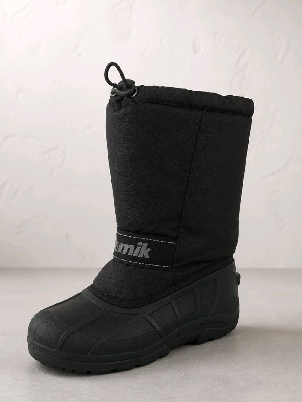 KAMIK Snowridge Black Waterproof Snow Boot with Pull-Cord Top